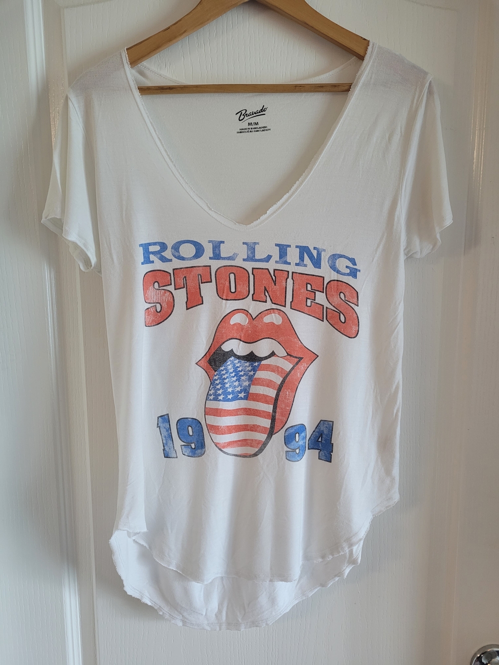 Rolling Stones 1994 Graphic V-Neck Butter-Soft Tee - White